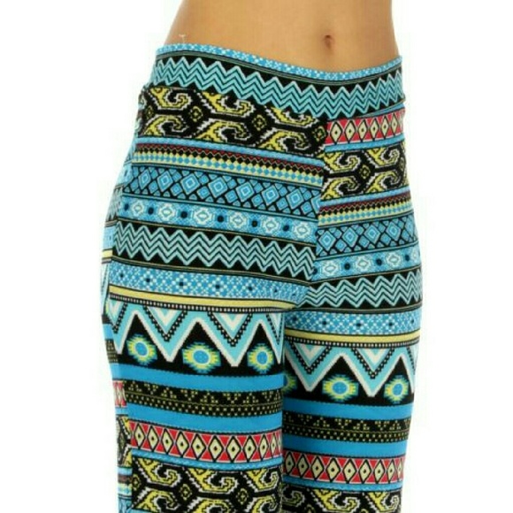 Blue Abstract Print Palazzo Pants - Picture 2 of 3