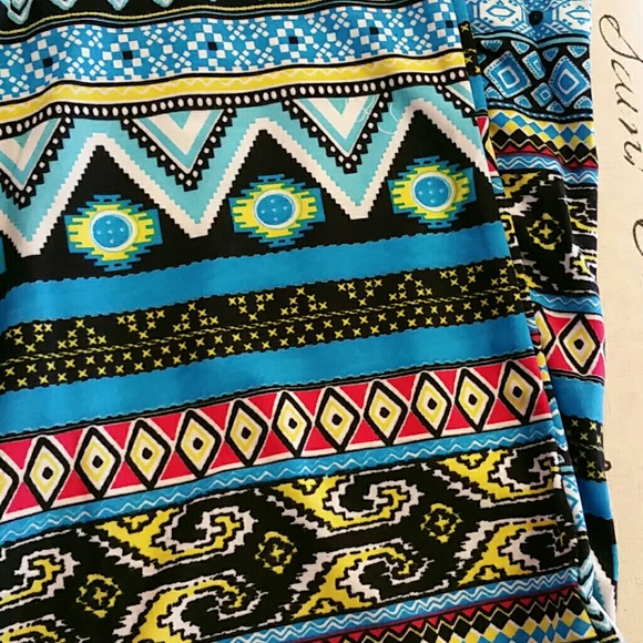 Blue Abstract Print Palazzo Pants - Picture 3 of 3