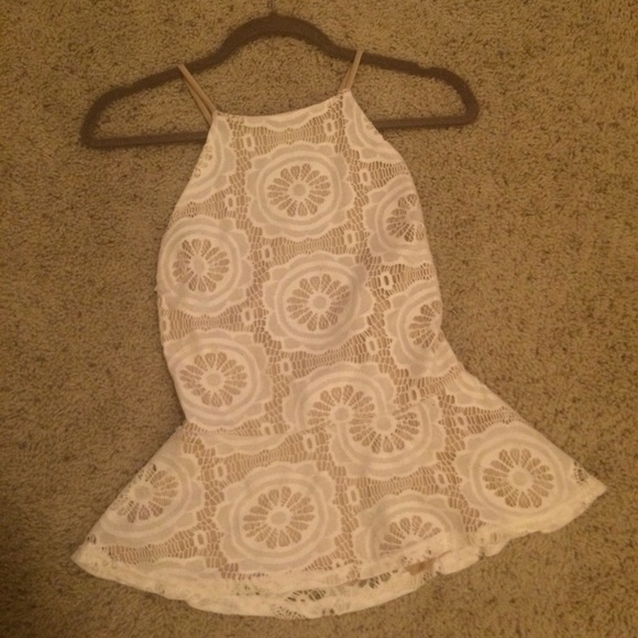 Adorable white eyelet peplum top
