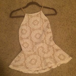 Adorable white eyelet peplum top