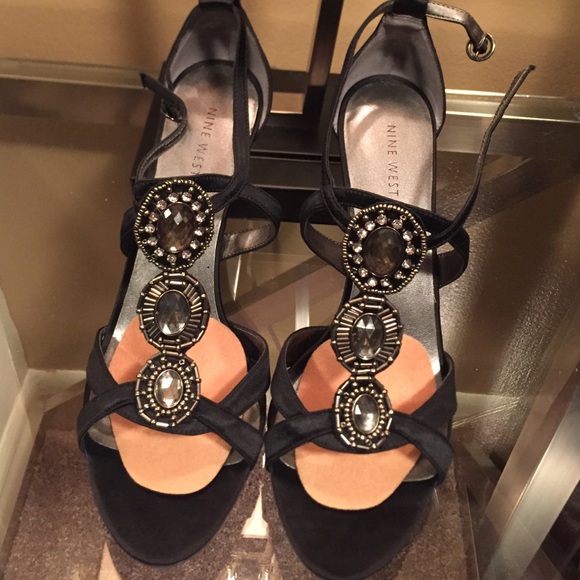 Black satin heels