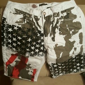 Men's white denim shorts