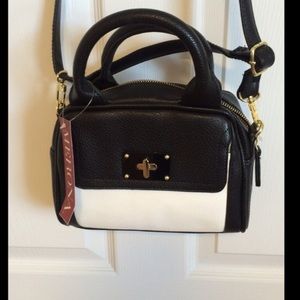 Merona black and white satchel