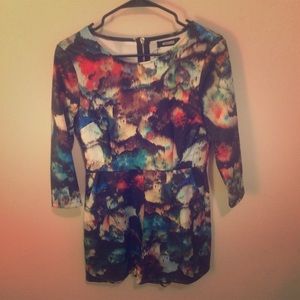 Missguided Lindy Brush Stroke Print Romper Multi