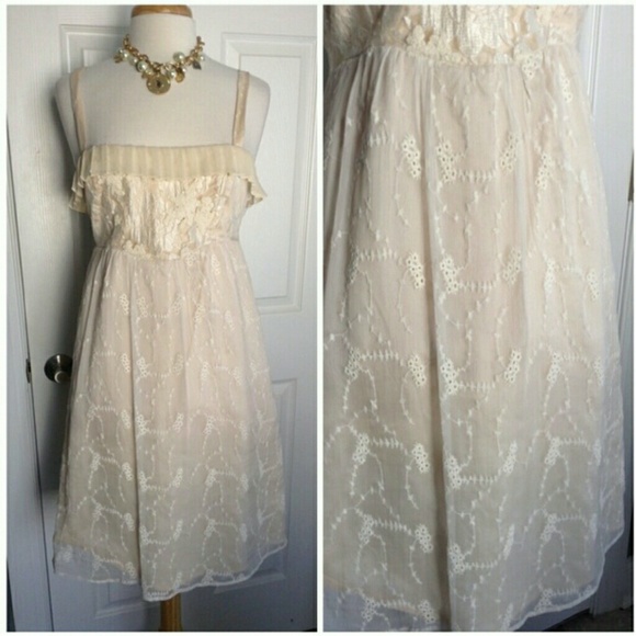 Anthropologie Left of Center Cream Lace Dress