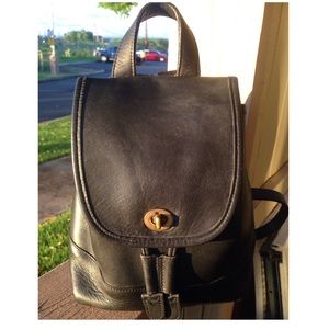 coach leather drawstring backpack