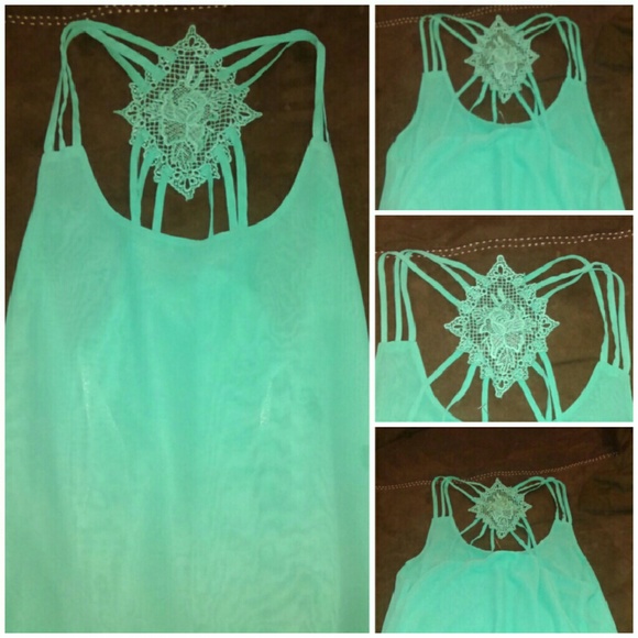 SEAFOAM CROCHET BACK TOP !!! LAST ONE