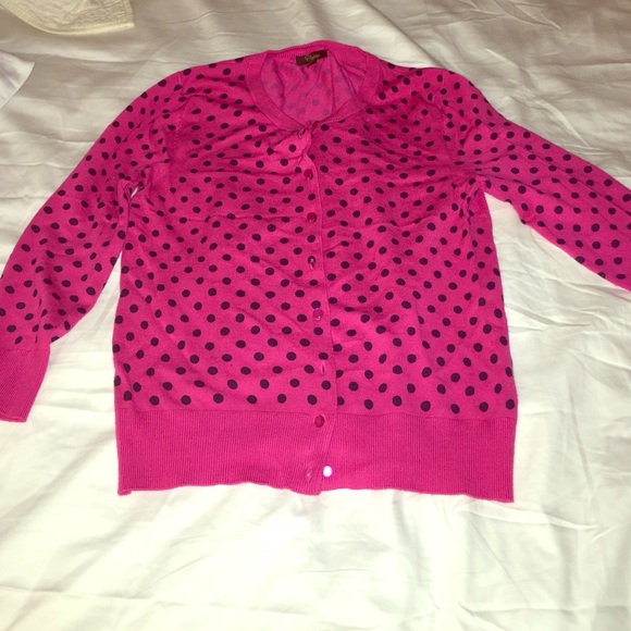 Pink polkadot cardigan. - Picture 1 of 3
