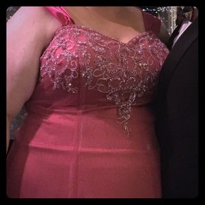 David's Bridal pink ball gown.
