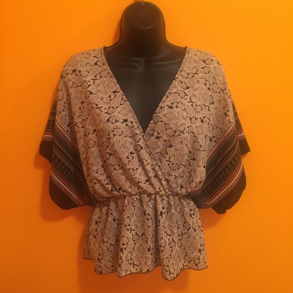 Paisley and tribal stripe blouse