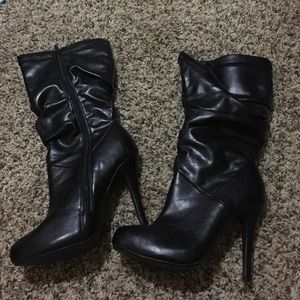 Black leather boots