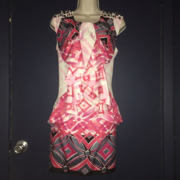 XOXO ruffle dress with embellished shoulders