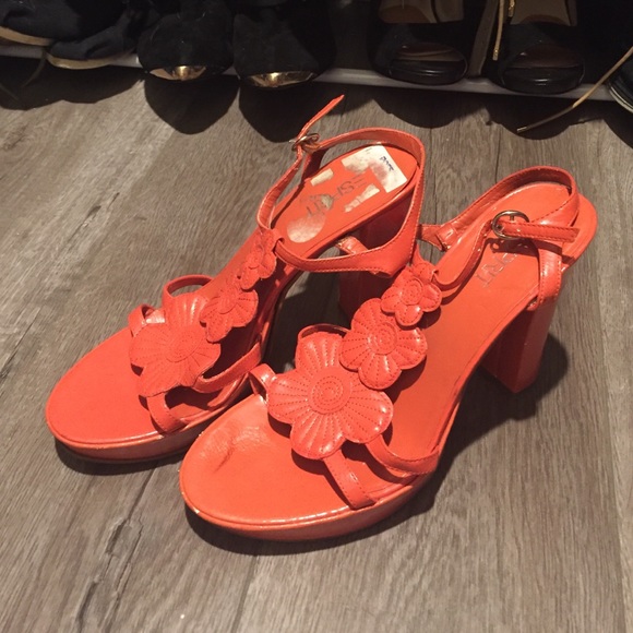 Orange floral Esprit summer heels