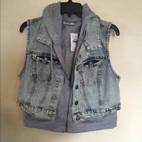 Wet Seal Jackets & Blazers - Denim hoodie vest