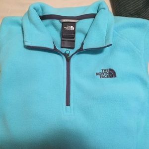 Womens aqua blue 1/4 north face fleece zip