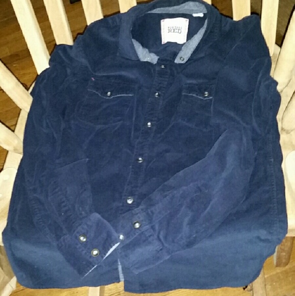Men's Long Sleeve Black Corduroy Button Up