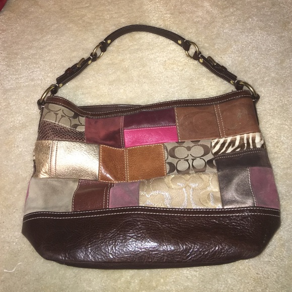 Patchwork coach tote
