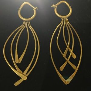 Brass Ollin Hoops by Quetzalli Jewelry