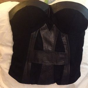 Sexy Corset with Leather detail and zip back