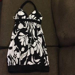 Halter dress,  tropical flower pattern