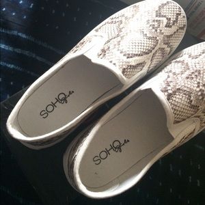 Leatherette Snake Slip on Sneakers