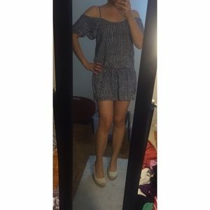 Forever 21 blue/white shoulder baring dress