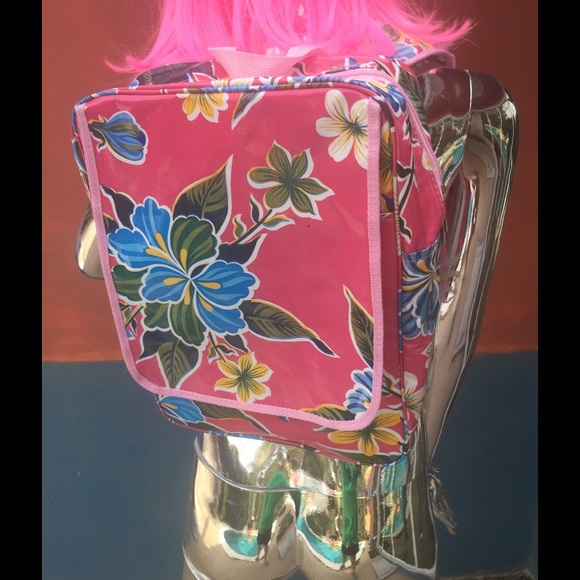 Oilcloth Backpack hot pink floral awesomeness