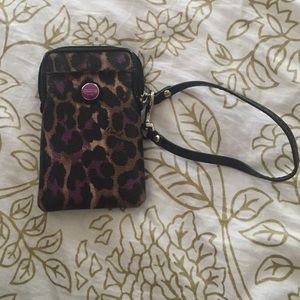 Leather coach phone case/wristlet