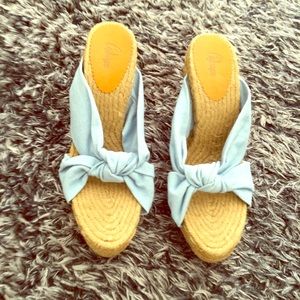Blue wedges shoes