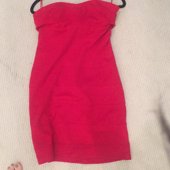 Red tube top dress
