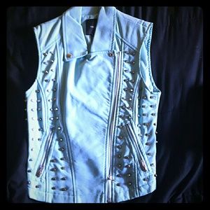 Sky blue or mint Leather vest