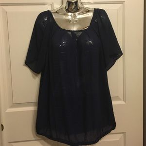 Navy blouse with tie in back