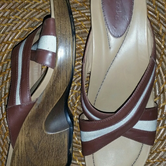 Dansko Strappy Canvas & Leather Wedge Sandals