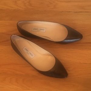 Black leather Jimmy Choo flats