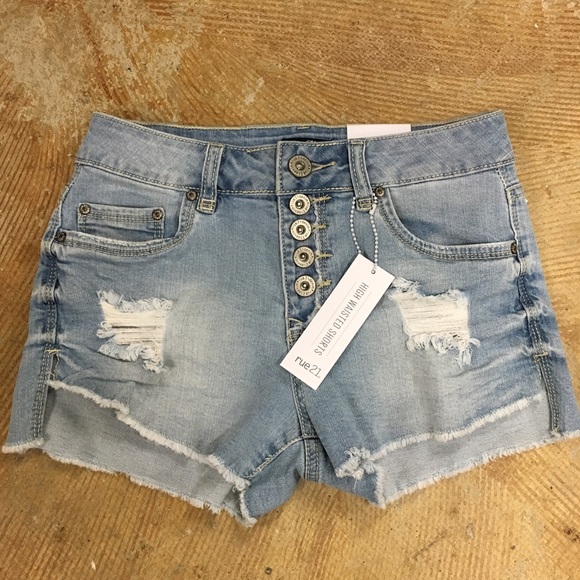 High waisted denim shorts