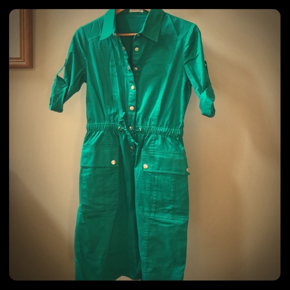 Calvin Klein emerald green shirt dress