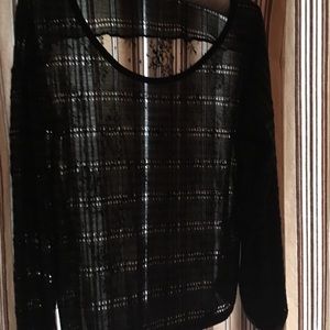 Long sleeve sheer lace back top