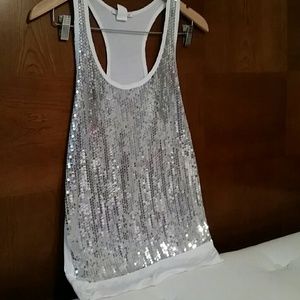 White sequined racer back top