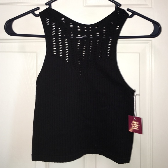 Black crochet crop top