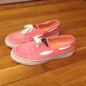 Coral sequin sperrys!