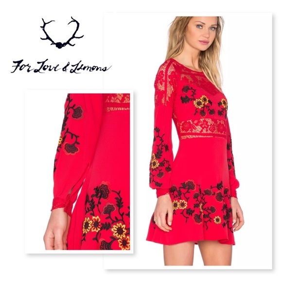NWT For Love & Lemons Isabella Long Sleeve Dress - Picture 2 of 3
