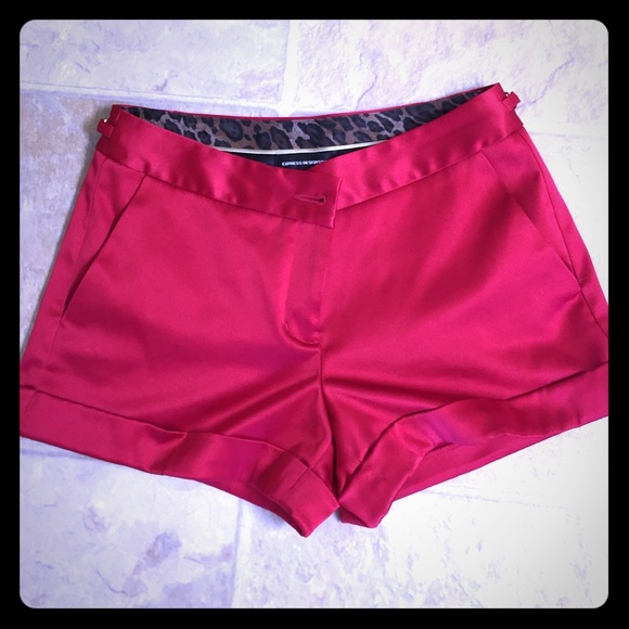 Glamorous satin- red shorts Express