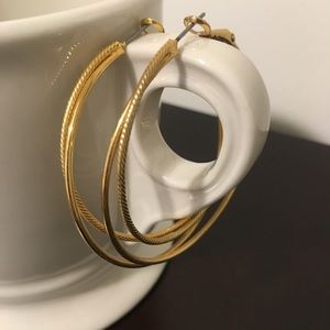 Gold textured Lia Sophia Hoop Earrings