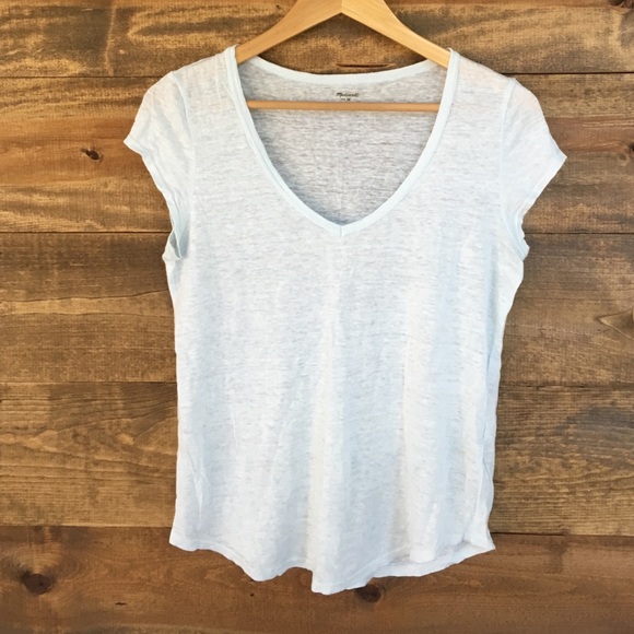 Light mint green linen madewell top