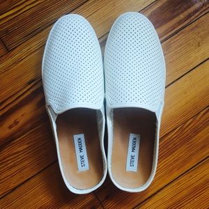 Steve Madden White Slip Ons