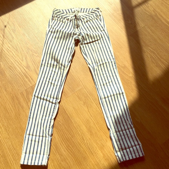 Aeropostale blue and white striped denim