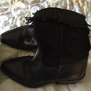Black leather boots