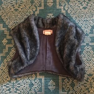 Grey/Black Faux Fur Cropped Vest
