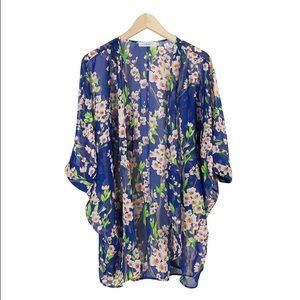 Blue floral Chiffon Kimono