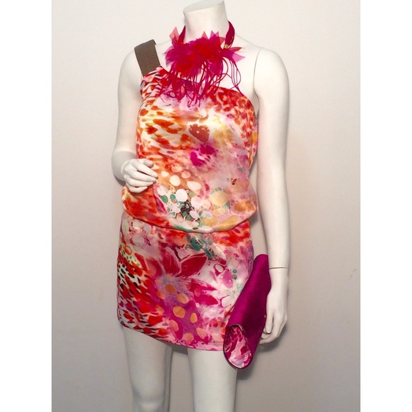 Orange print mini dress - Picture 1 of 4